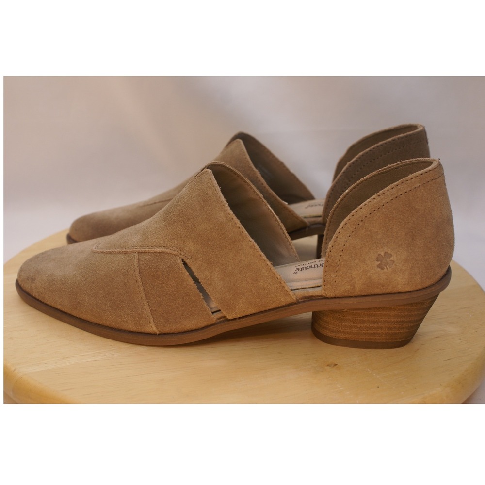 Lucky Brand Minnsy2 Tan Brown Suede Leather Cutout d'Orsay Booties Womens 8.5M - Picture 2 of 11